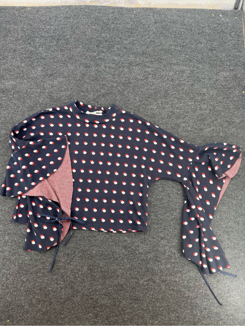 BCBGeneration Navy Sweater with Red and White Polka Dots